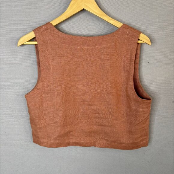 White Closet 100 % Linen crop top - Picture 2 of 4